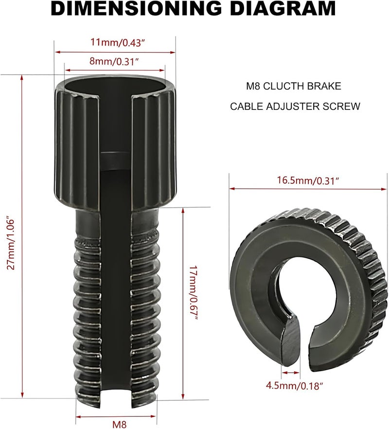 Minho Motorcycle Clutch Brake Cable Adjuster in Carbon Steel Material,8 MM Universal Nut Bolt Fitting for Motorcyle Scooter Mopeds ATV UTV Go Kart 6pcs - Image 4